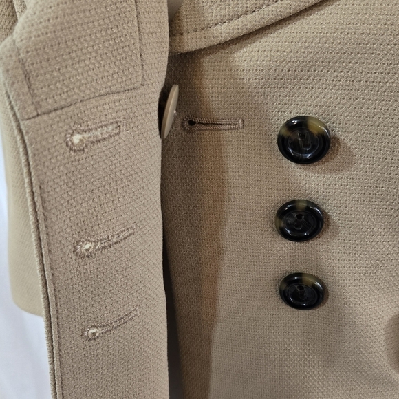 LOFT Camel Tan Cropped Double Breasted Blazer Academia Preppy Neutral - Picture 6 of 10